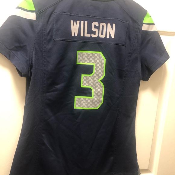 Nike On Field NFL Player Seattle Seahawks#3 Wilson Women's Blue Authentic Jersey - Picture 6 of 12